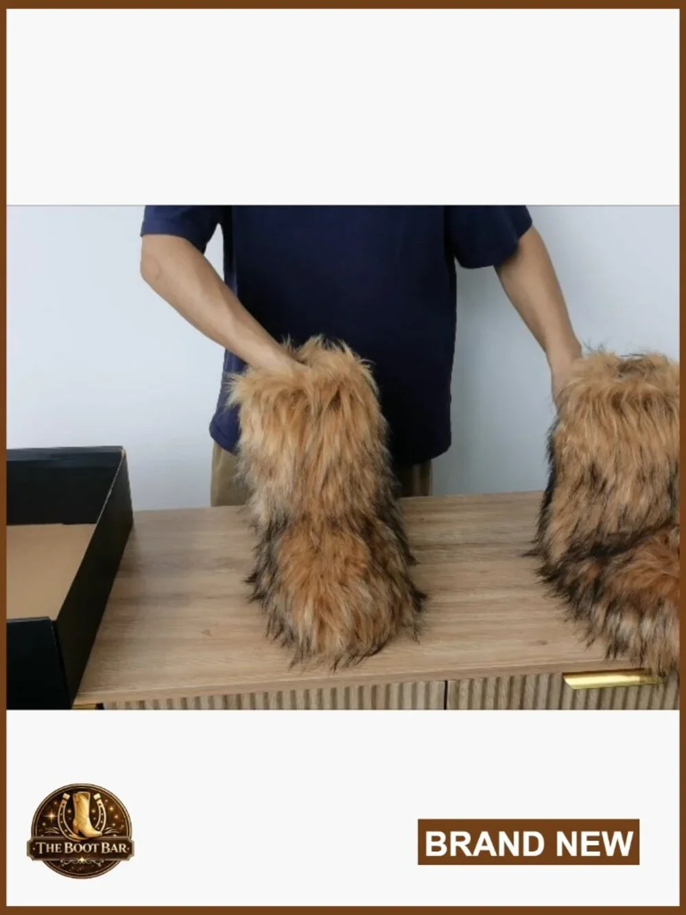 Faux Fur Mid-Calf Boots Furry Fluffy Round Toe Suede Snow Winter Warm Comfy